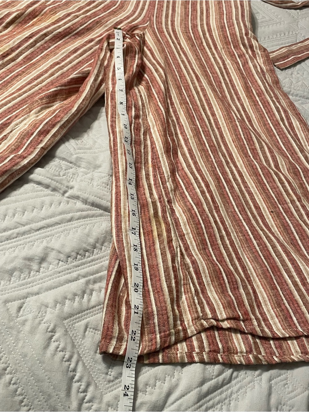 dip Striped V-Neck Sleeveless Jumpsuit in Rust and Cream - Picture 13 of 16